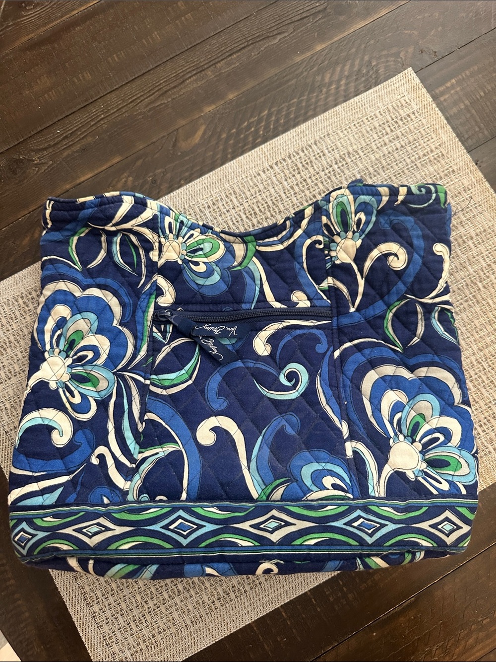 Quilted Blue Floral Tote Bag